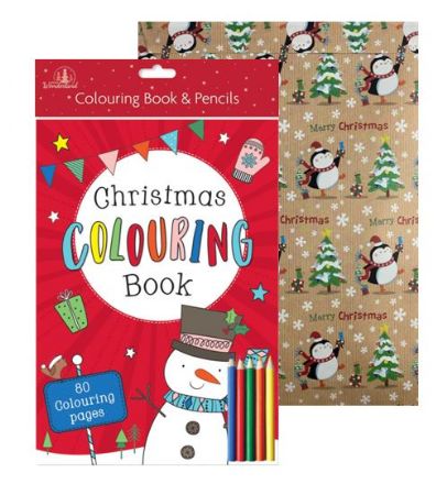 christmas colouring book with pencils and a free christmas